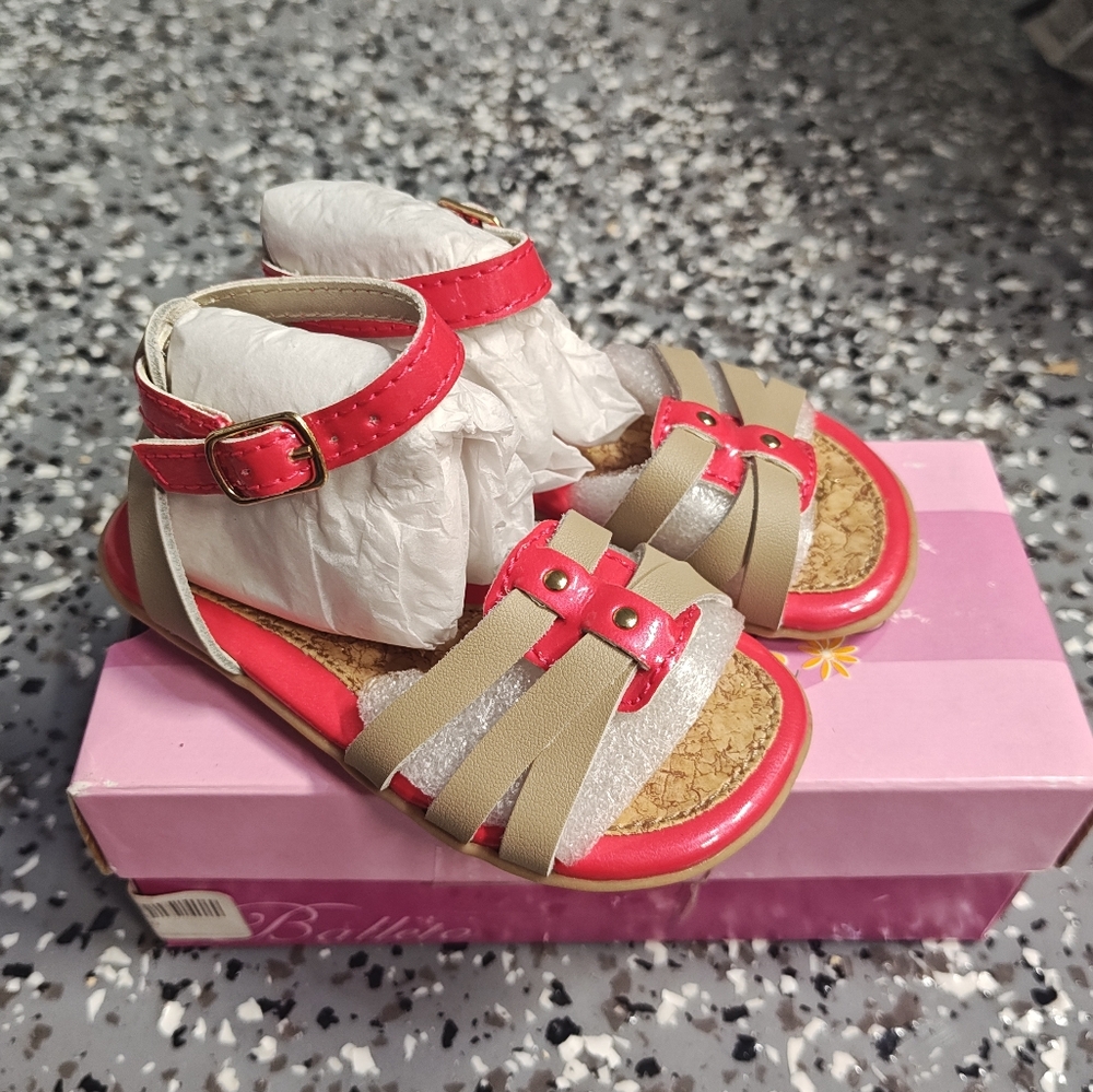 Jumping Jacks Balleto Olivia Sandal Fuchsia Pink Orange Tan Coral Toddler 7